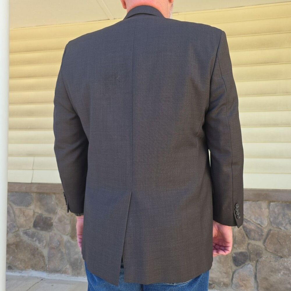 LRL Ralph Lauren Classic Charcoal Brown 100% Wool Blazer Jacket 44R - Picture 2 of 11